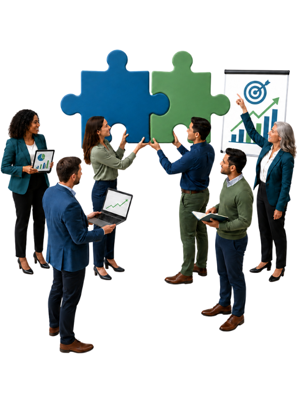 Equipo colaborando en desarrollo organizacional